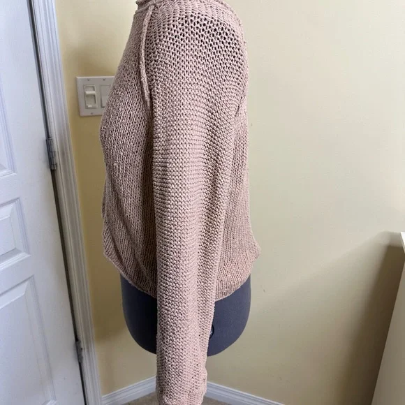 Free People tan Endless Stories open back sweater size large - Picture 8 of 11